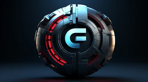 Logo with Metal Elements and Backlighting on a Dark Background