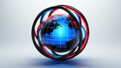 Imagen abstracta del globo con anillos de varios colores