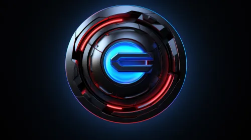 Modern logo with a combination of blue and red light