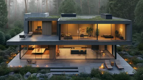 Minimalistic House in Natural Surroundings with Terraces and Greenery