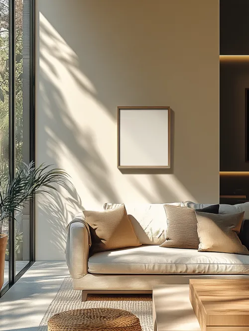 Interior con sofá, artefacto y luz natural