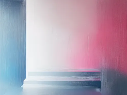 Abstract composition with transitions from blue to pink