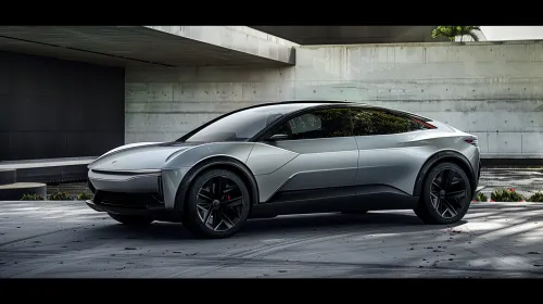 Coche eléctrico moderno con formas y colores únicos