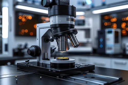 Microscope with multiple magnifications in a research laboratory