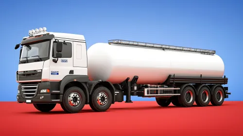 Powerful tank truck with a white body and black details