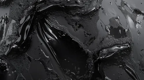 Complex texture of black glossy material with a shiny surface
