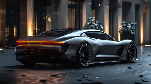 Gray sports car with elegant design in a modern interior