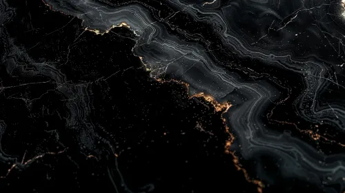Imagen abstracta negra con matices dorados y patrones curvos