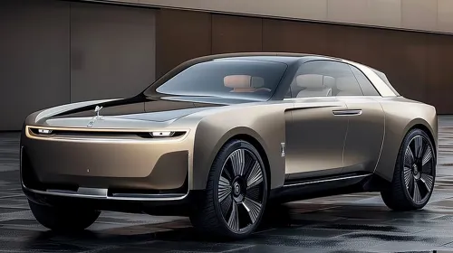Vista diagonal de un coche concepto moderno con líneas suaves y ruedas elegantes