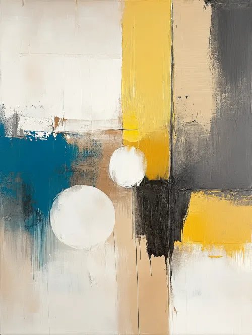 Composition of Circles and Rectangles on a Light Background