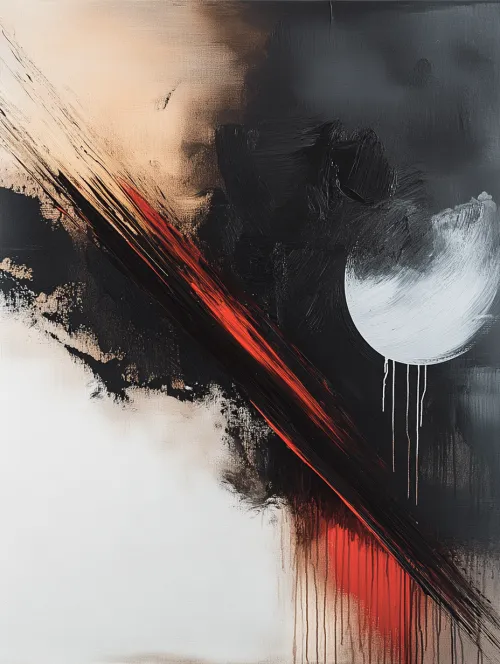 Contemporary abstract artwork with bright and dark sections