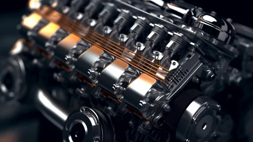 Image of a modern high-tech automotive engine with exquisite details