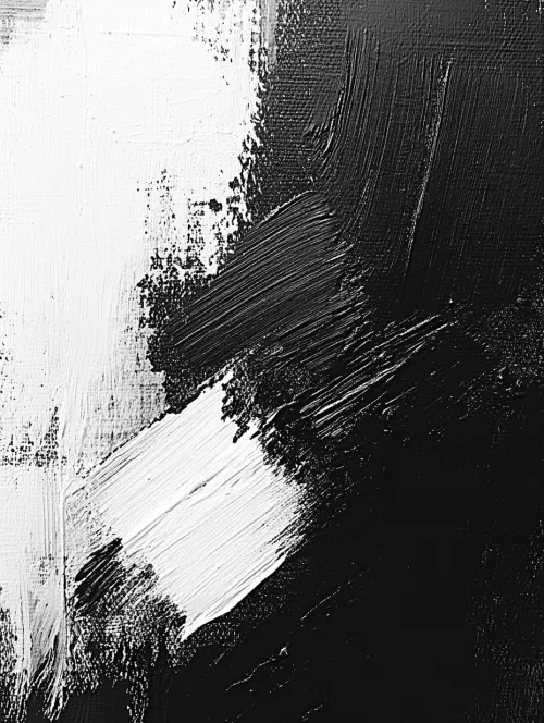 Composición abstracta en blanco y negro con pinceladas texturizadas