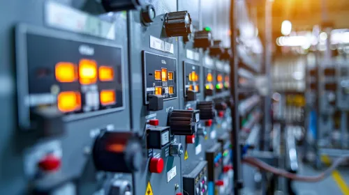 Imagen detallada de paneles eléctricos con botones e indicadores