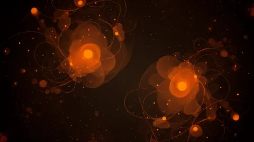 Orange Abstract Background with Smooth Lines and Glowing Elements