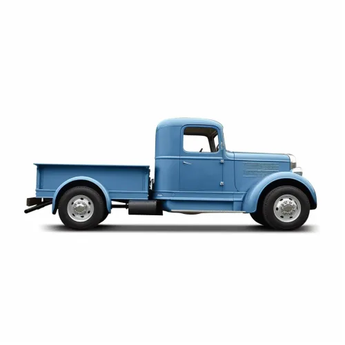 Classic design truck with a blue cab and bed
