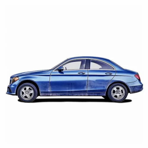 Blue Mercedes-Benz Car on a White Background