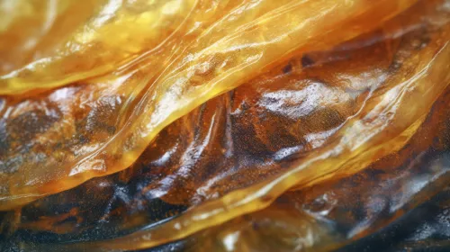 Close-up of a transparent texture with golden and brown shades