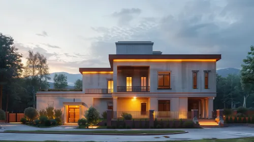 Aesthetic country house with modern design and lighting