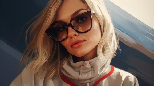 Portrait of a girl with white hair and sunglasses