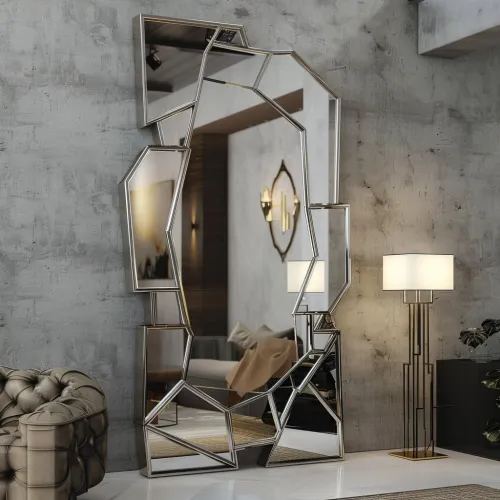 Mirror with Geometric Design in an Elegant Setting