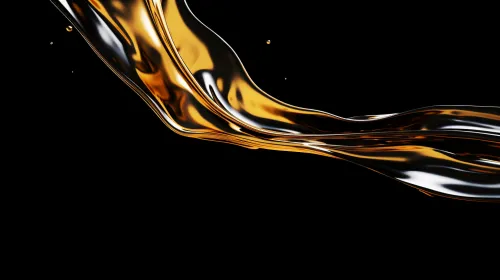 Image of gold-like liquid on a black background with a glossy texture