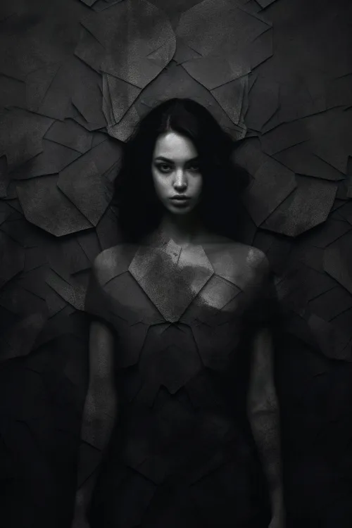 Image of a person against an abstract dark-toned texture