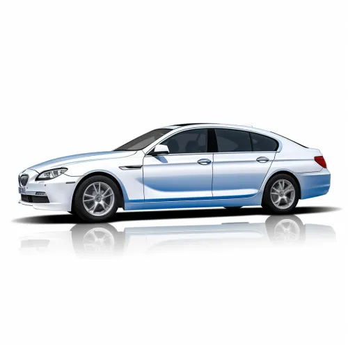 Image of a modern BMW car with smooth lines and a white-blue color scheme