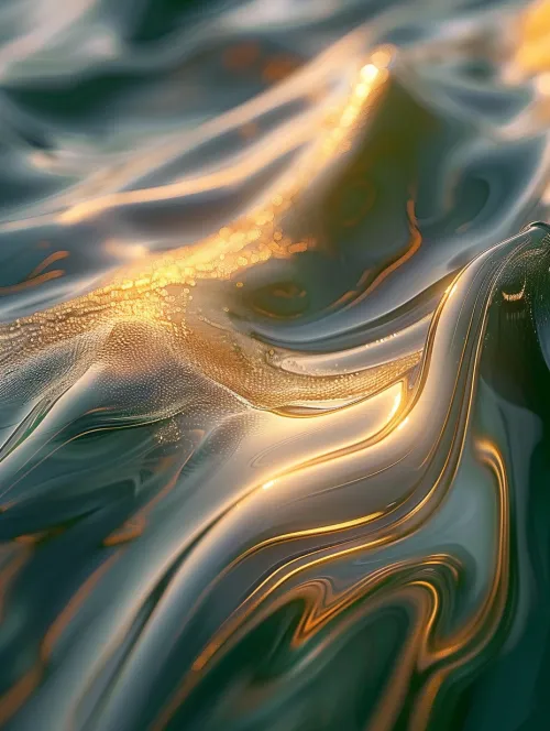 Reflections of light on the water surface with thrilling curves
