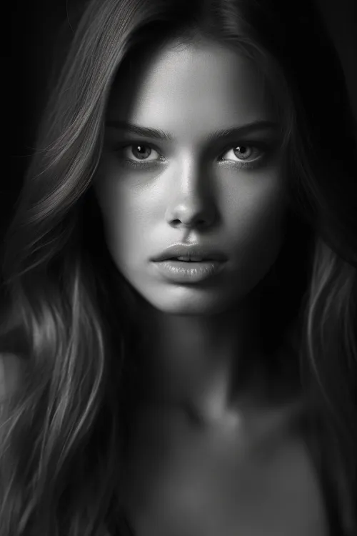Retrato parcial de una mujer joven con rasgos faciales expresivos