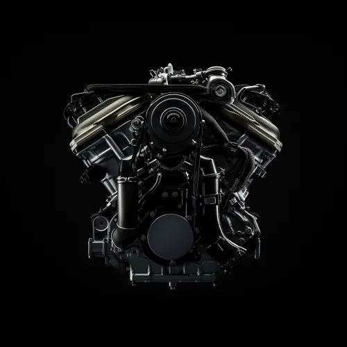 Internal combustion engine with a detailed view and high contrast