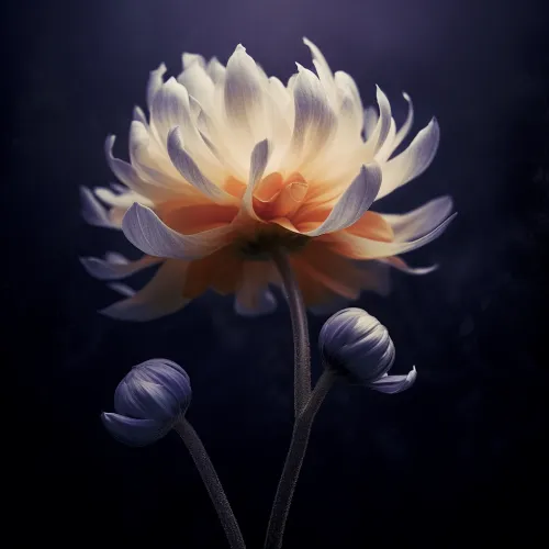 Lotus flower with delicate petals on a dark background