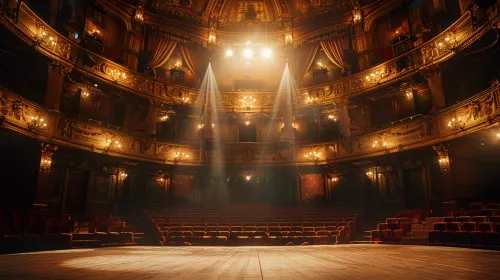 Ancient theater with luxurious interior and lighting accents