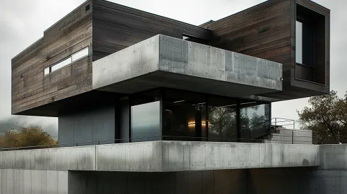 Architectural image of a modern house with unique design