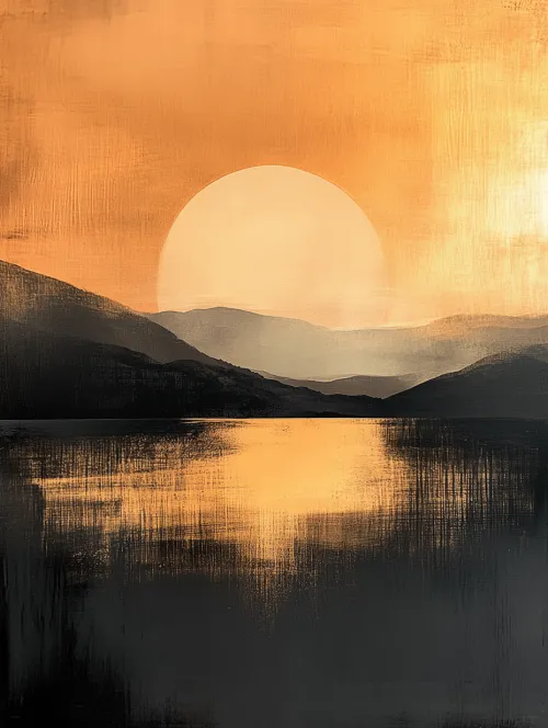 Imagen artística del atardecer con reflejo en el cuerpo de agua