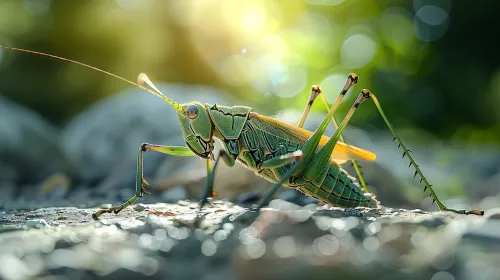 Body structure of a grasshopper in macro photography with a bright background