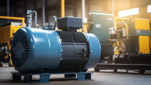 Industrial electric motor with modern design at a factory