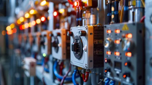Imagen de dispositivos electrónicos e indicadores en paneles de control