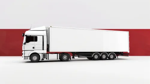 Image of a white truck with a trailer on a light background