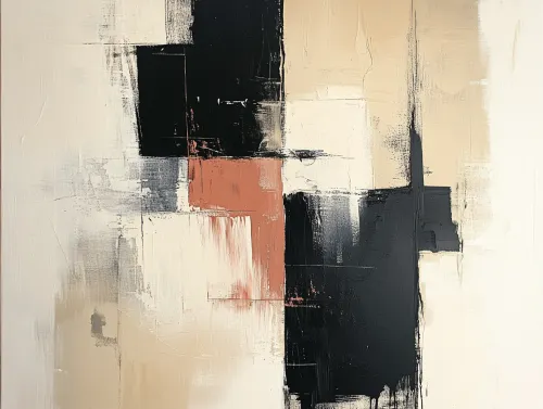 Cuadro abstracto en colores negro, beige y gris