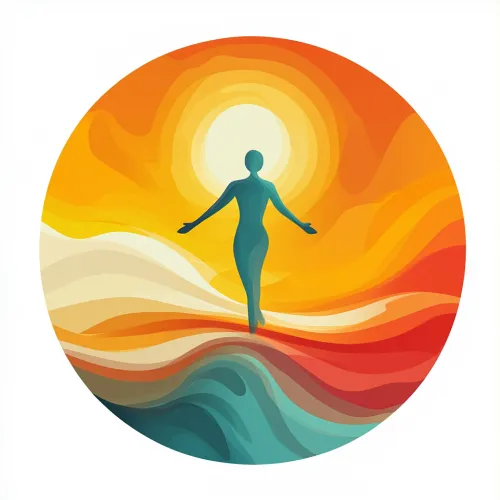 Silhouette of a person with outstretched arms against a bright sun