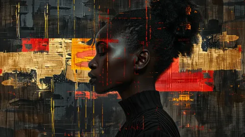 Silhouette of a Woman with a Textured Abstract Background