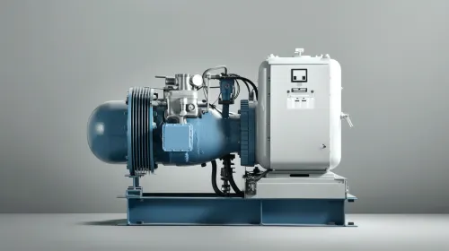 Industrial Pump with Compressor on a Flat Surface