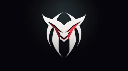 Logotipo con ángulos agudos, creado en blanco y negro con acentos rojos
