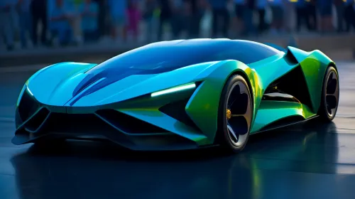 Concepto moderno de un coche deportivo con carrocería aerodinámica y colores brillantes