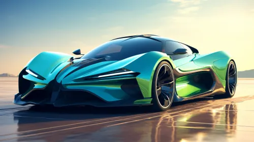 Deportivo con una forma aerodinámica brillante y un color sorprendente