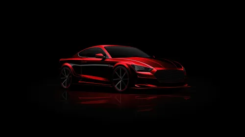 Isometric Image of a Stylish Red Sports Car on a Black Background