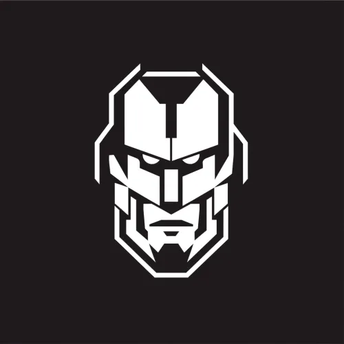 Image of a minimalist head in a stylized black-and-white design