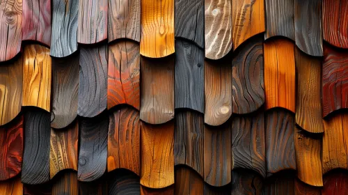 Detailed Texture of Wooden Shingles in Rich Colors