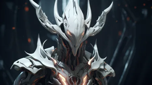 Image of a powerful fantasy character in unique white armor